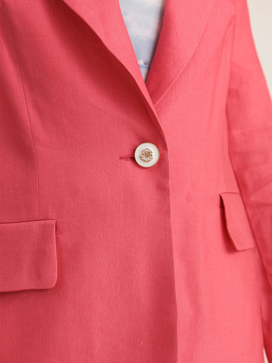 Жакет однобортный свободного кроя из вискозы и льна